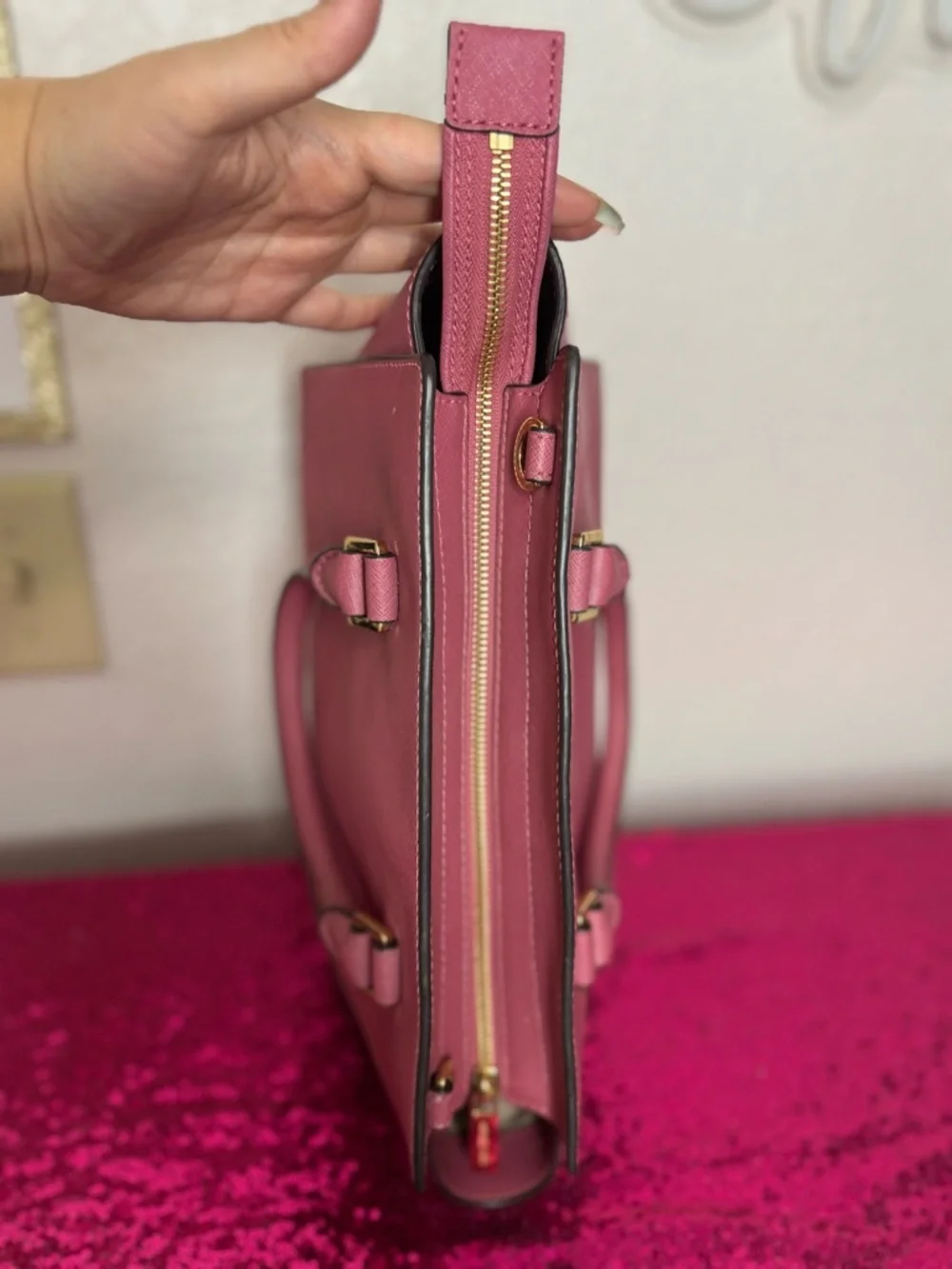 MICHAEL KORS 💖 Mauve Structured Satchel, Double Handles, Leather (8x14 inches)
